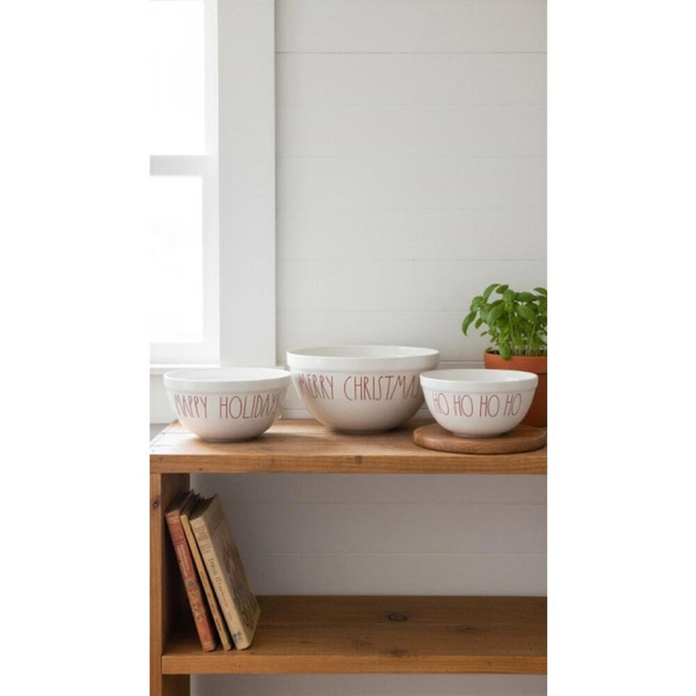 Rae Dunn Christmas Nesting Mixing Bowl Set of 3 White